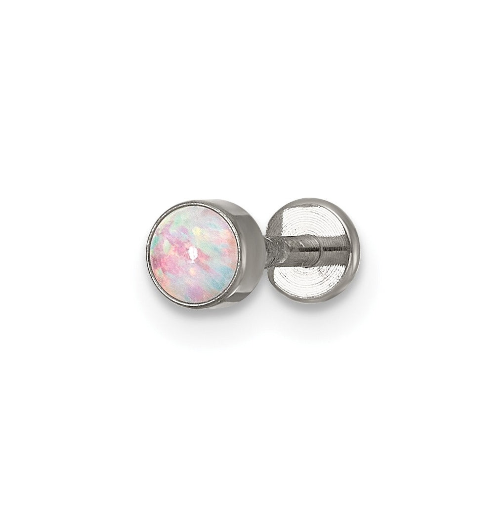 Titanium Polished Opal Labret Stud – Elegant Jewelry Gift for Birthday, Anniversary, Engagement, Wedding