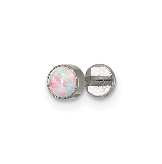 Titanium Polished Opal Labret Stud – Elegant Jewelry Gift for Birthday, Anniversary, Engagement, Wedding