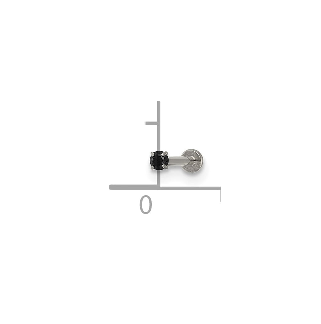 Titanium Polished Black Cubic Zirconia Labret Stud – Elegant Jewelry Gift for Birthday, Anniversary, Engagement, Wedding