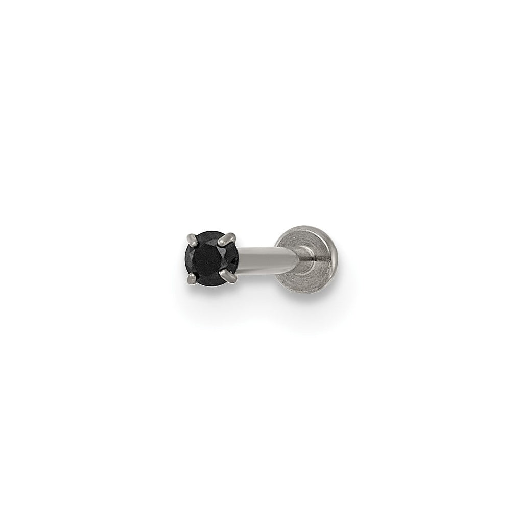 Titanium Polished Black Cubic Zirconia Labret Stud – Elegant Jewelry Gift for Birthday, Anniversary, Engagement, Wedding