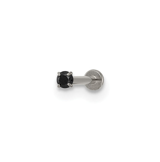 Titanium Polished Black Cubic Zirconia Labret Stud – Elegant Jewelry Gift for Birthday, Anniversary, Engagement, Wedding