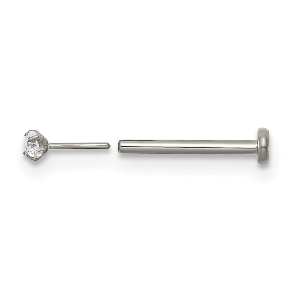 Titanium Polished Black Cubic Zirconia Labret Stud – Elegant Jewelry Gift for Birthday, Anniversary, Engagement, Wedding