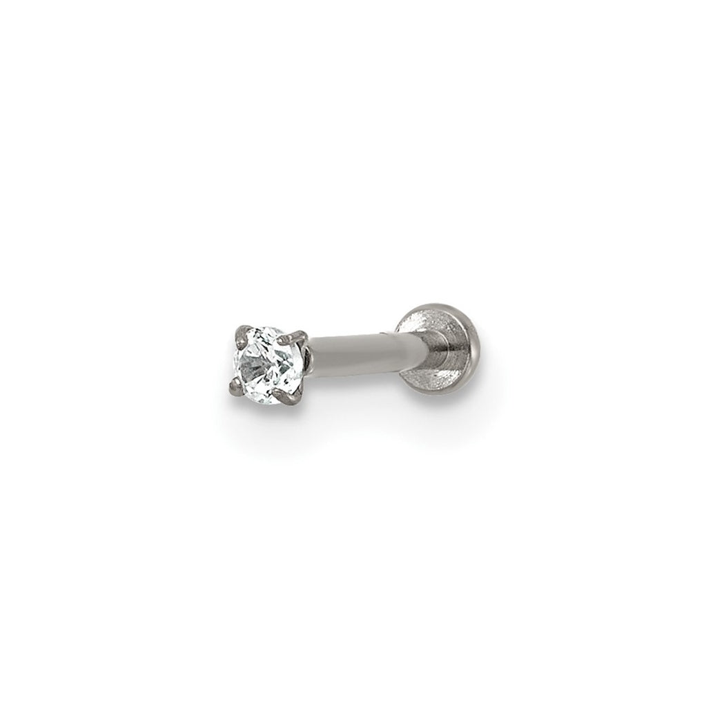 Titanium Polished Black Cubic Zirconia Labret Stud – Elegant Jewelry Gift for Birthday, Anniversary, Engagement, Wedding