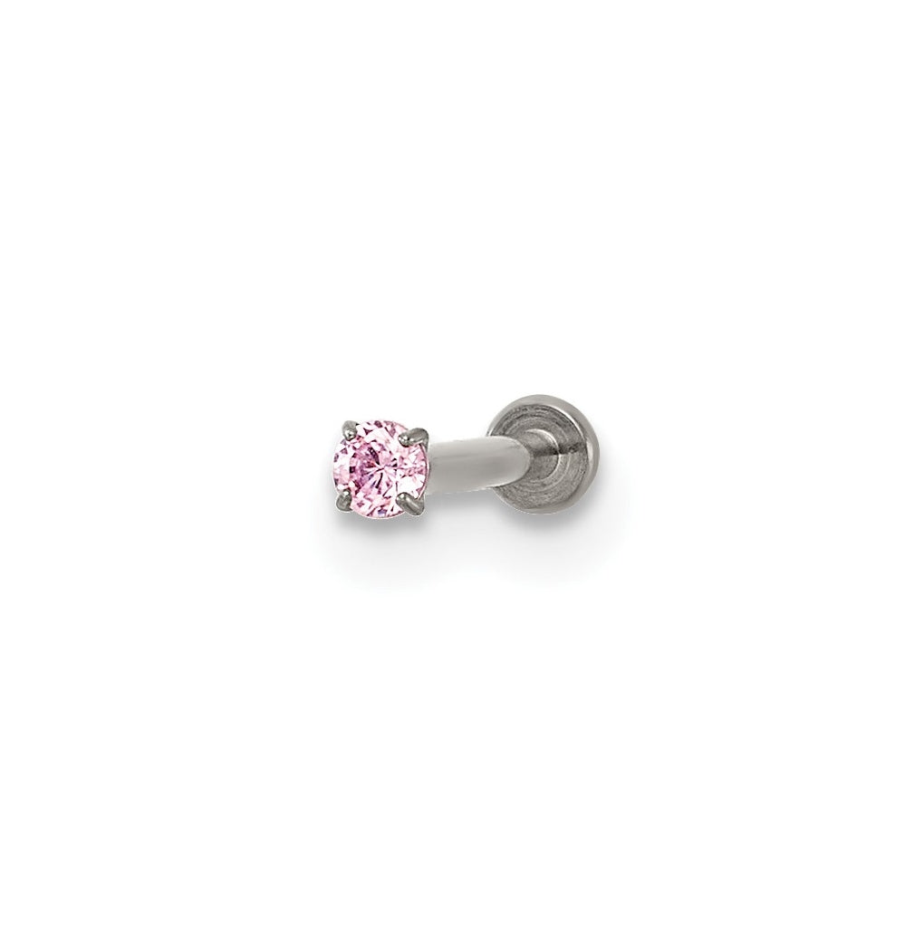 Titanium Polished Black Cubic Zirconia Labret Stud – Elegant Jewelry Gift for Birthday, Anniversary, Engagement, Wedding