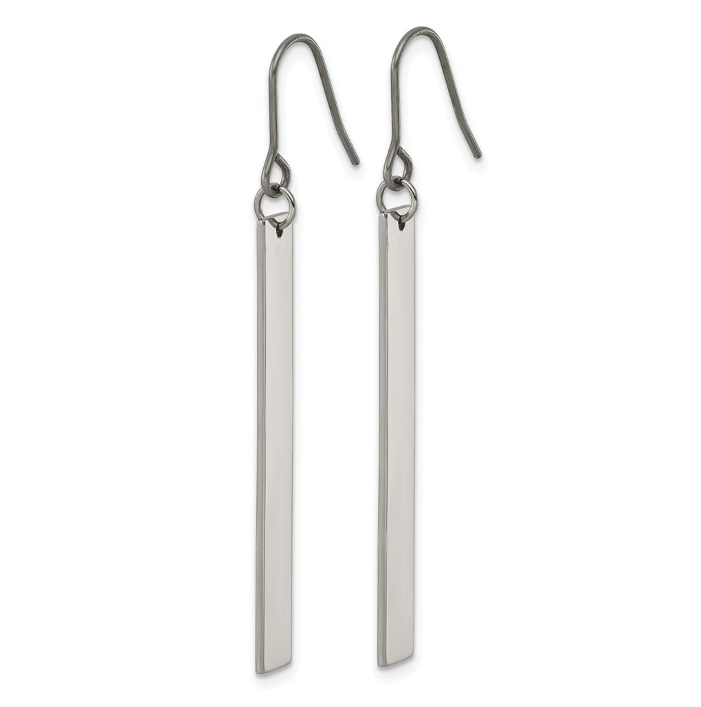 Titanium Polished Bar Dangle Shepherd Hook Earrings – Elegant Jewelry Gift for Birthday, Anniversary, Engagement, Wedding