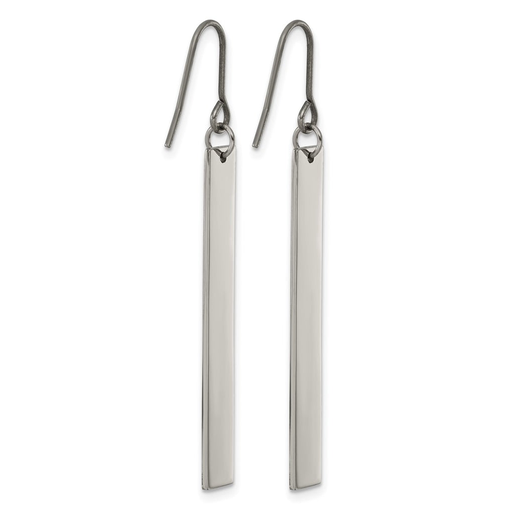 Titanium Polished Bar Dangle Shepherd Hook Earrings – Elegant Jewelry Gift for Birthday, Anniversary, Engagement, Wedding