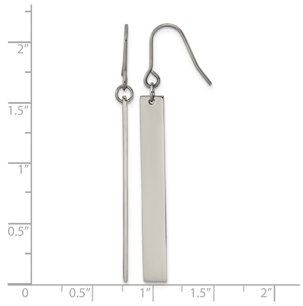 Titanium Polished Bar Dangle Shepherd Hook Earrings – Elegant Jewelry Gift for Birthday, Anniversary, Engagement, Wedding