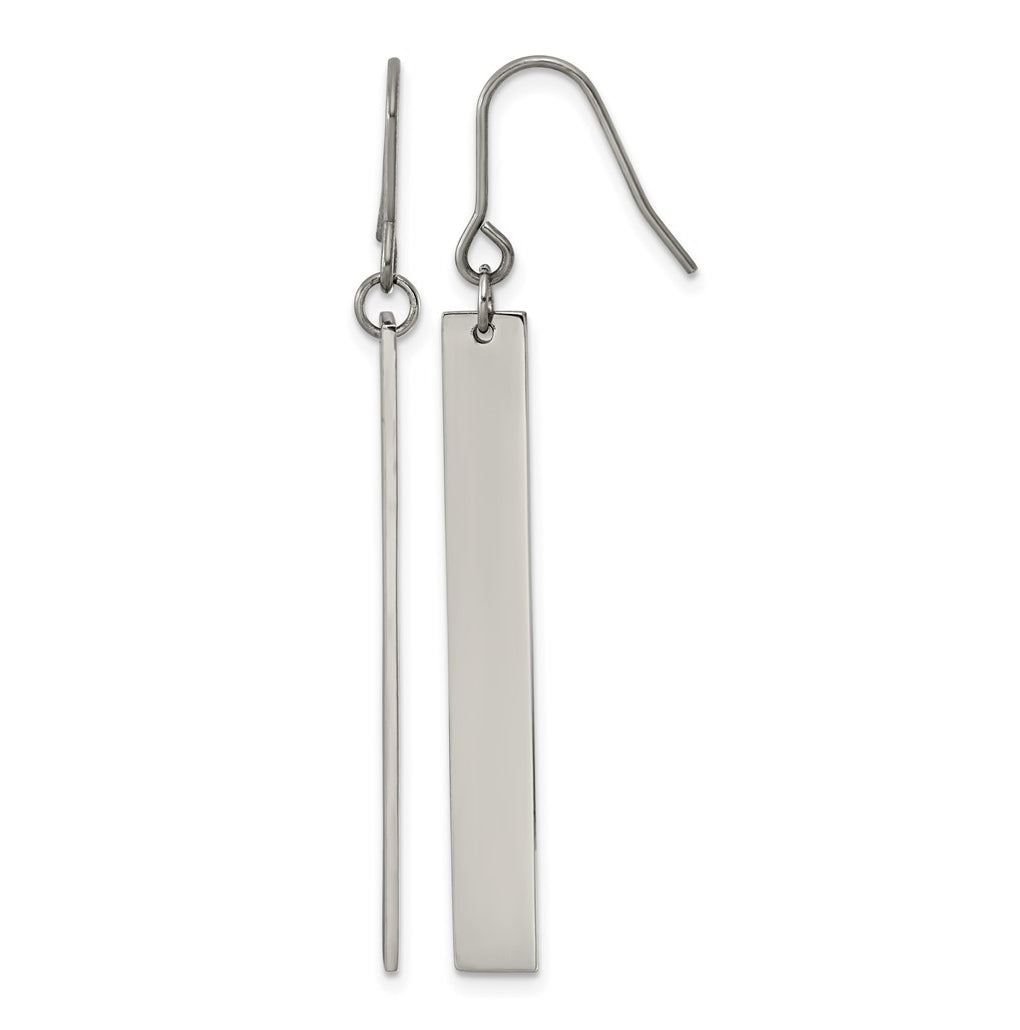 Titanium Polished Bar Dangle Shepherd Hook Earrings – Elegant Jewelry Gift for Birthday, Anniversary, Engagement, Wedding