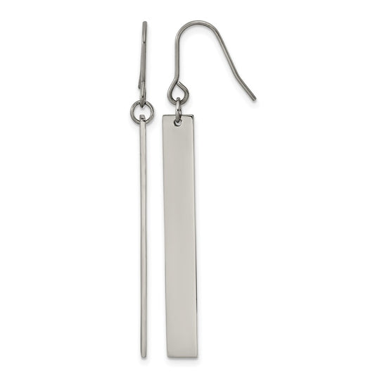 Titanium Polished Bar Dangle Shepherd Hook Earrings – Elegant Jewelry Gift for Birthday, Anniversary, Engagement, Wedding