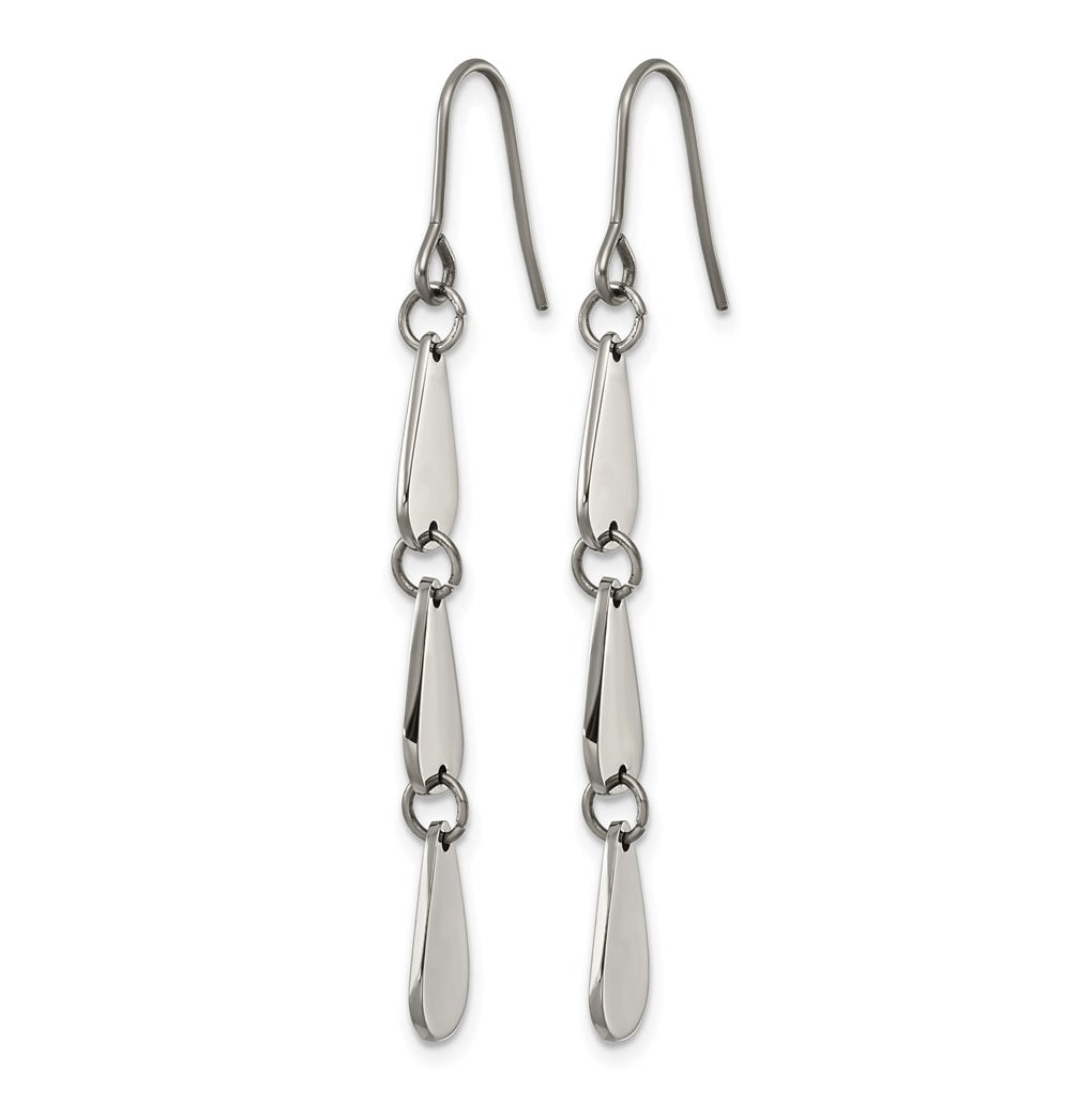 Titanium Polished Teardrop Shape Dangles Shepherd Hook Earrings – Elegant Jewelry Gift for Birthday, Anniversary, Engagement, Wedding