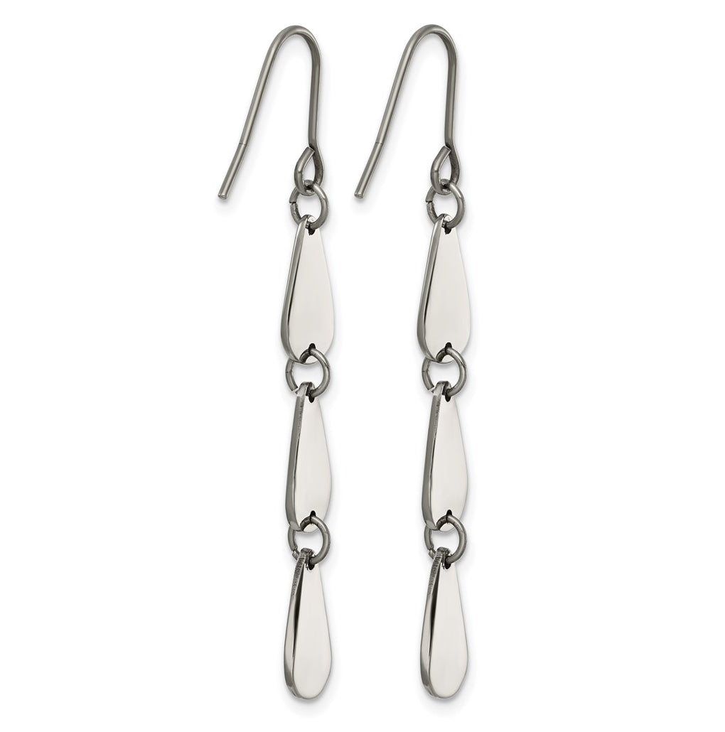 Titanium Polished Teardrop Shape Dangles Shepherd Hook Earrings – Elegant Jewelry Gift for Birthday, Anniversary, Engagement, Wedding