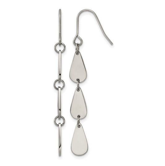 Titanium Polished Teardrop Shape Dangles Shepherd Hook Earrings – Elegant Jewelry Gift for Birthday, Anniversary, Engagement, Wedding