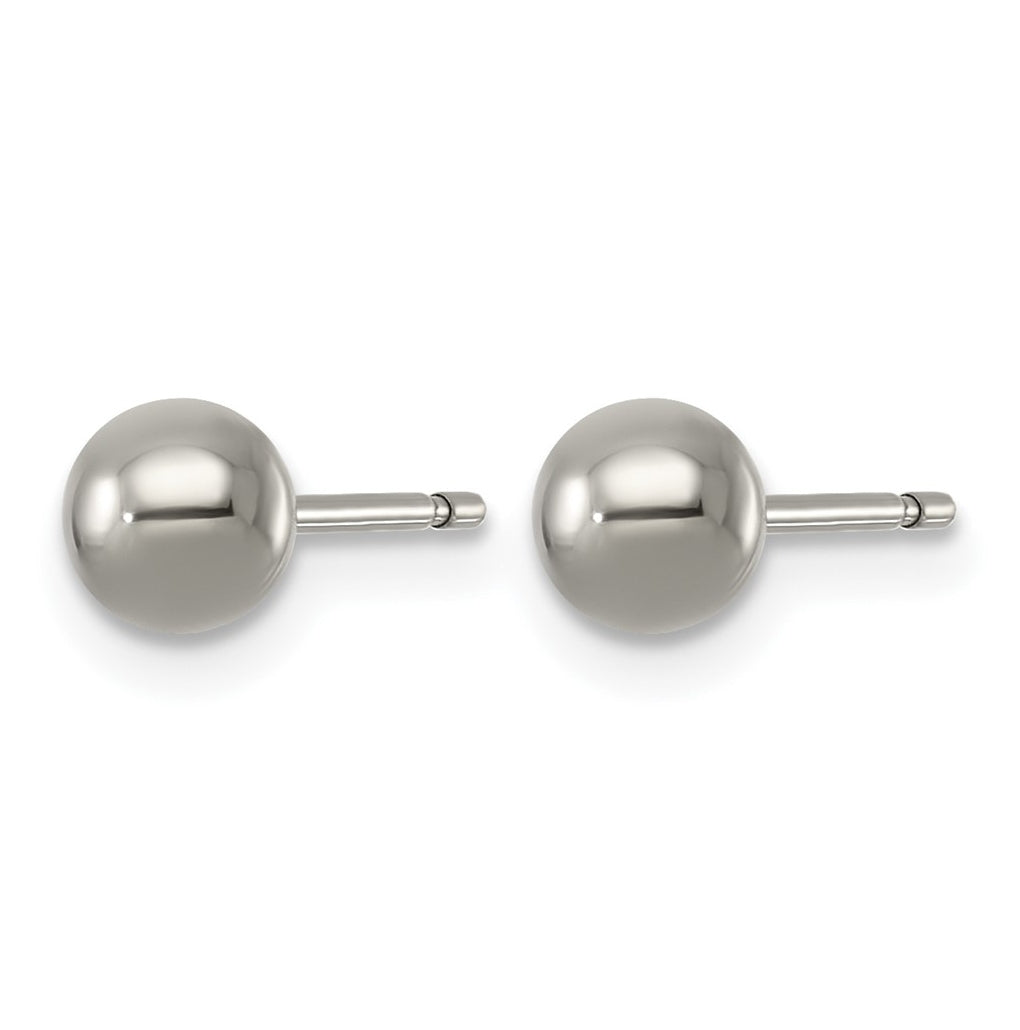 Titanium Polished 5mm Ball Post Earrings – Elegant Jewelry Gift for Birthday, Anniversary, Engagement, Wedding