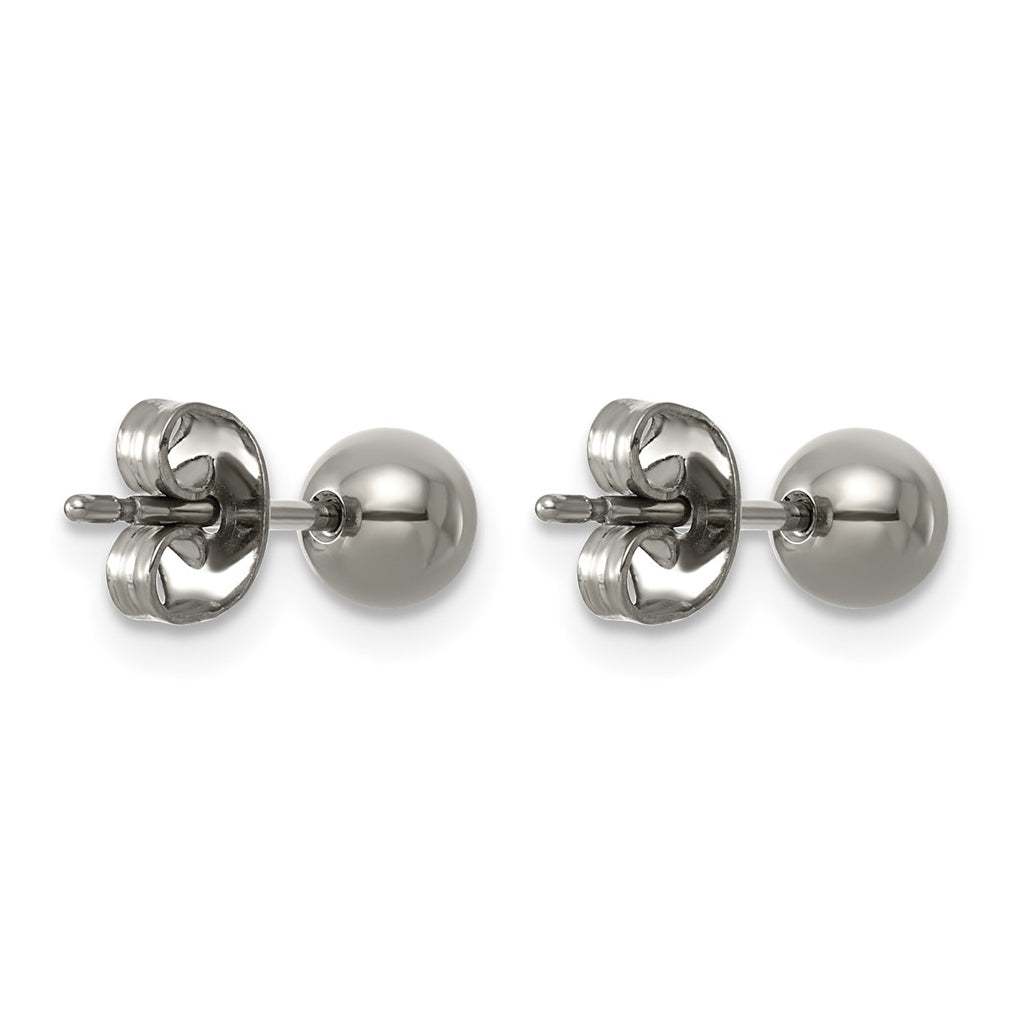 Titanium Polished 5mm Ball Post Earrings – Elegant Jewelry Gift for Birthday, Anniversary, Engagement, Wedding