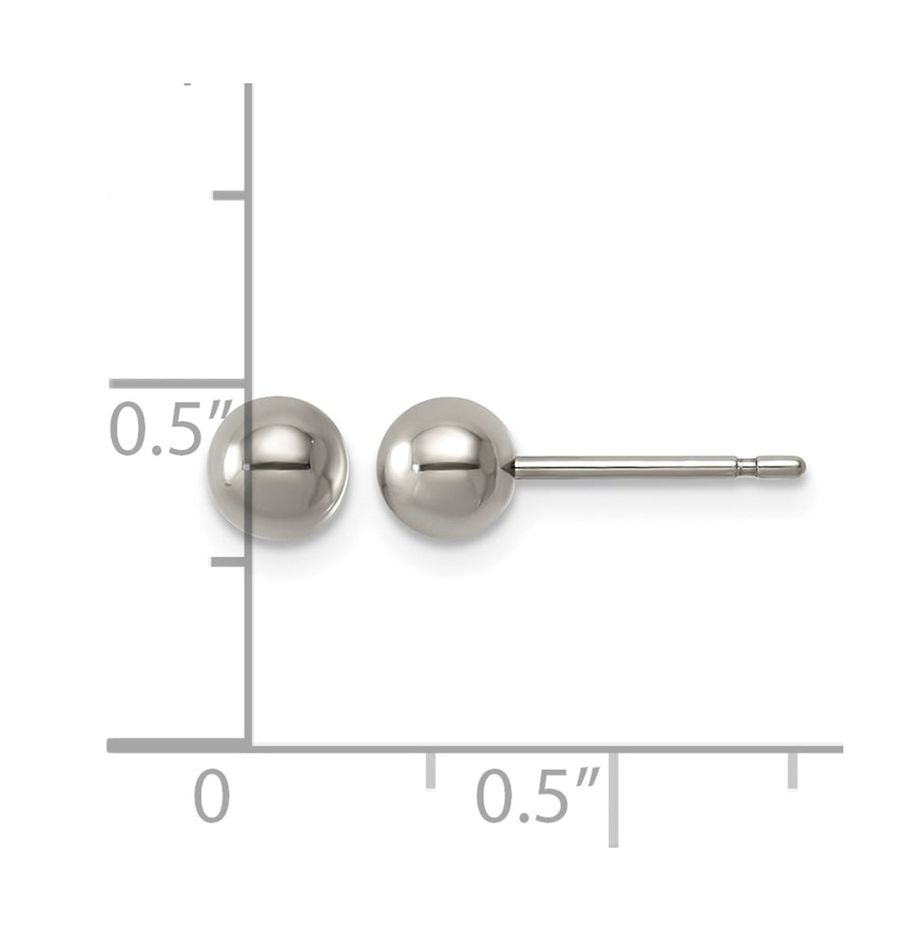 Titanium Polished 5mm Ball Post Earrings – Elegant Jewelry Gift for Birthday, Anniversary, Engagement, Wedding