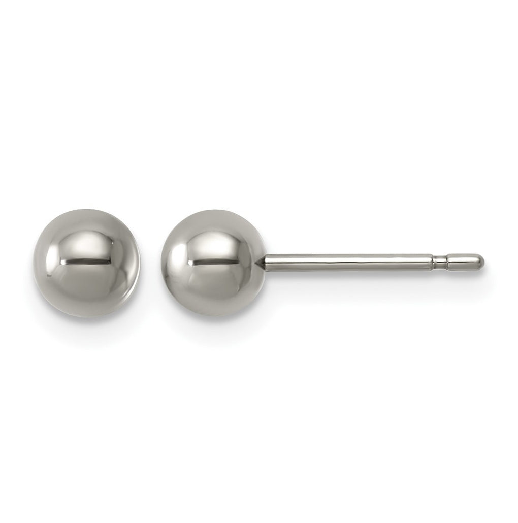 Titanium Polished 5mm Ball Post Earrings – Elegant Jewelry Gift for Birthday, Anniversary, Engagement, Wedding