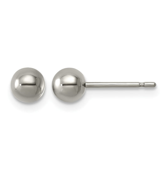 Titanium Polished 5mm Ball Post Earrings – Elegant Jewelry Gift for Birthday, Anniversary, Engagement, Wedding