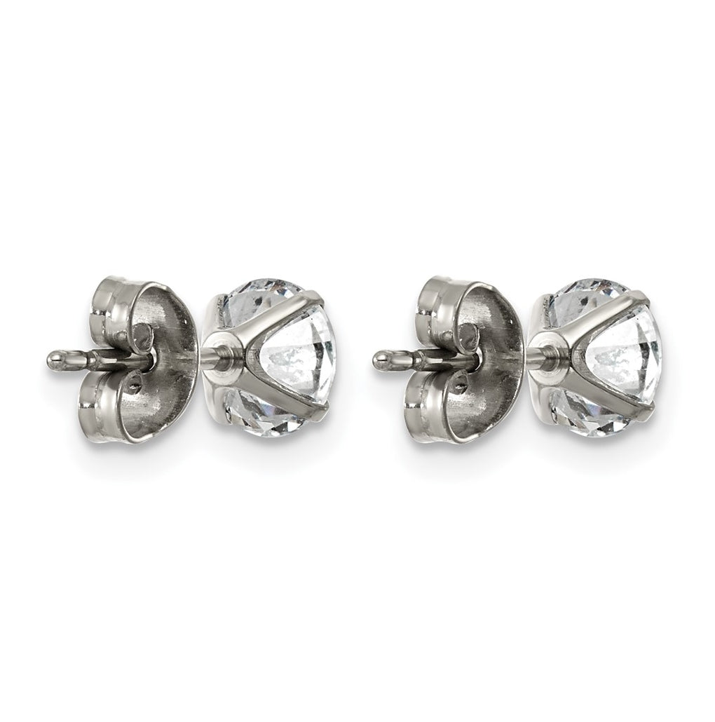 Titanium Polished 6mm Cubic Zirconia Stud Post Earrings – Elegant Jewelry Gift for Birthday, Anniversary, Engagement, Wedding