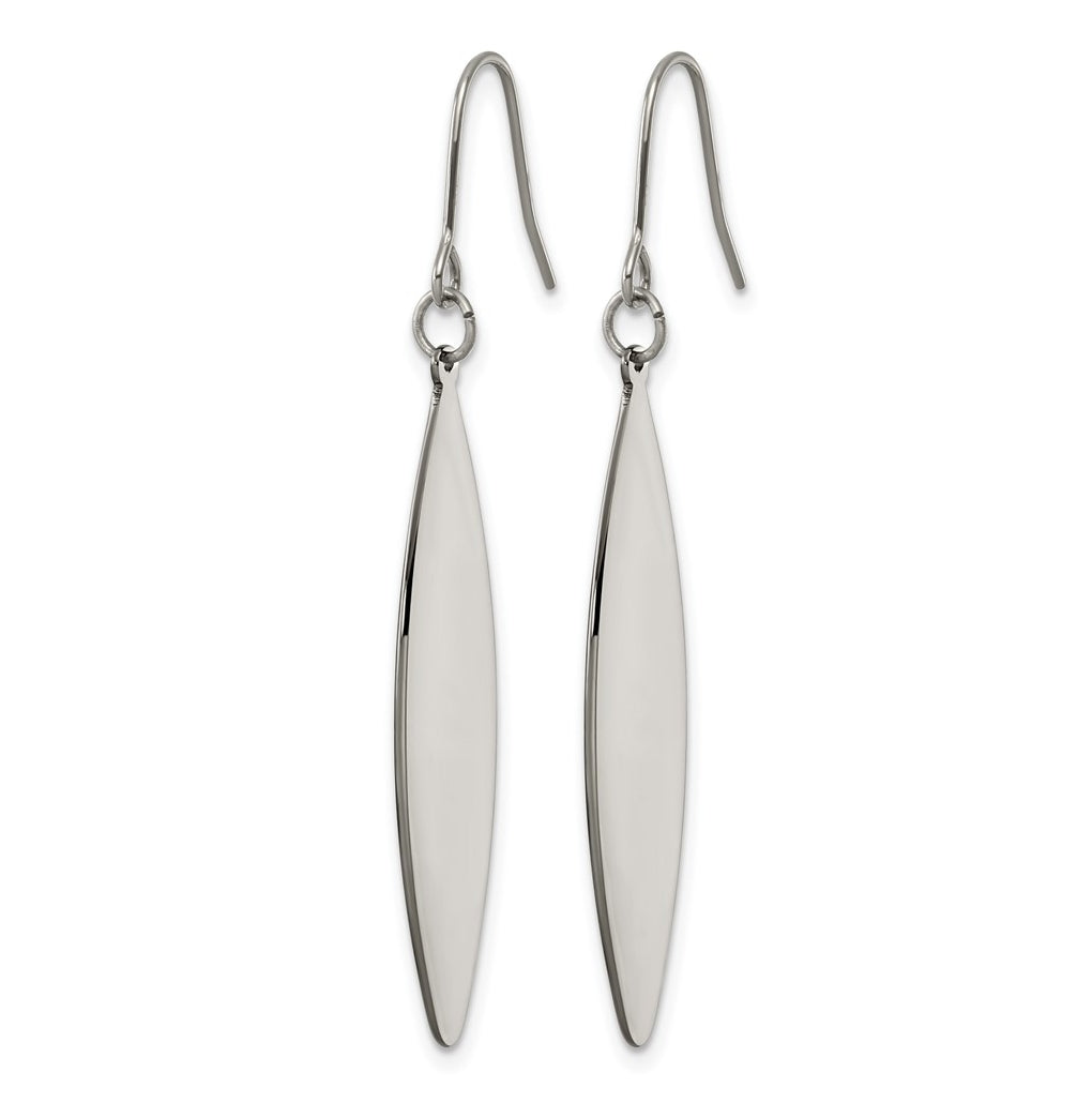 Titanium Polished Leaf Shaped Dangle Shephard Hook Earrings – Elegant Jewelry Gift for Birthday, Anniversary, Engagement, Wedding