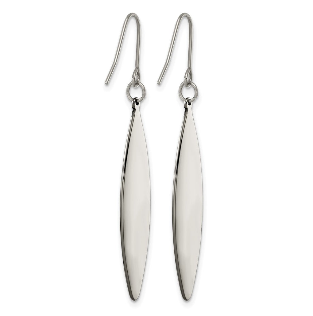 Titanium Polished Leaf Shaped Dangle Shephard Hook Earrings – Elegant Jewelry Gift for Birthday, Anniversary, Engagement, Wedding