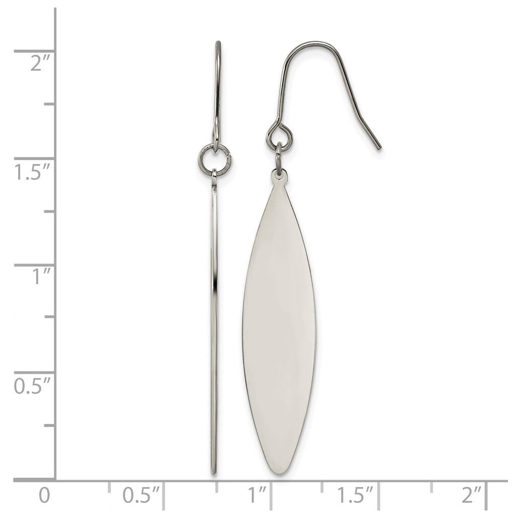 Titanium Polished Leaf Shaped Dangle Shephard Hook Earrings – Elegant Jewelry Gift for Birthday, Anniversary, Engagement, Wedding