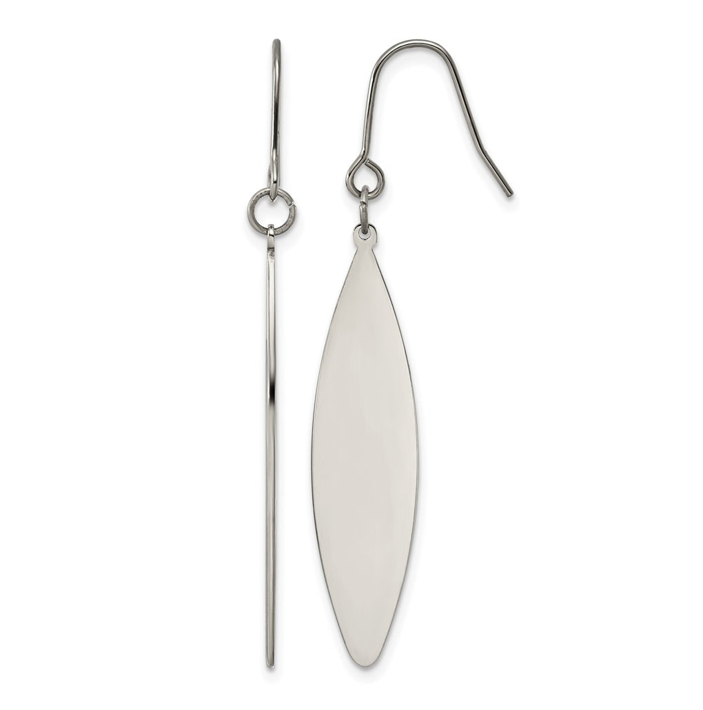 Titanium Polished Leaf Shaped Dangle Shephard Hook Earrings – Elegant Jewelry Gift for Birthday, Anniversary, Engagement, Wedding