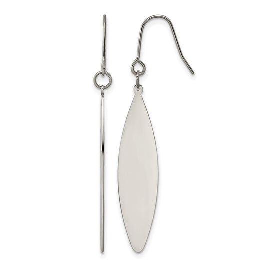 Titanium Polished Leaf Shaped Dangle Shephard Hook Earrings – Elegant Jewelry Gift for Birthday, Anniversary, Engagement, Wedding