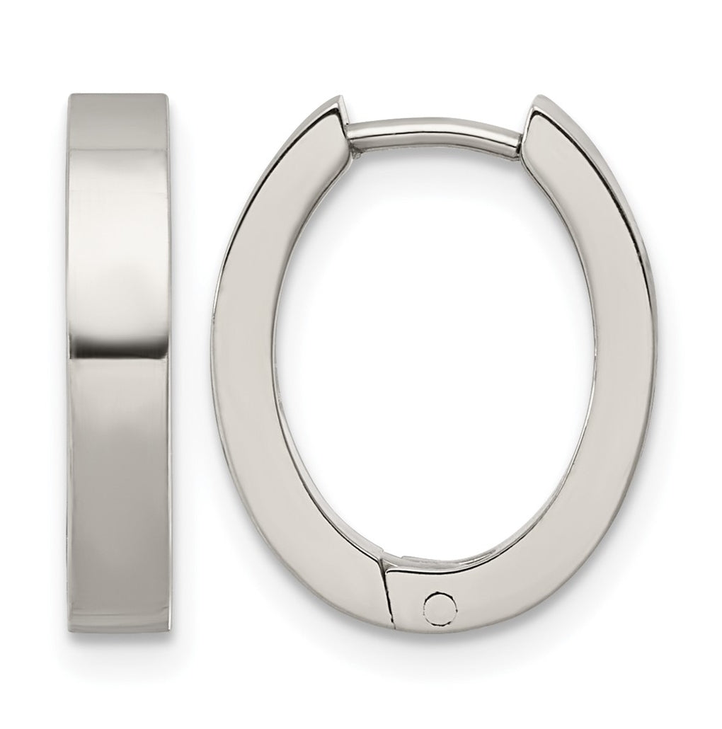 Titanium Polished Oval Endless Hinged Hoop Earrings – Elegant Jewelry Gift for Birthday, Anniversary, Engagement, Wedding