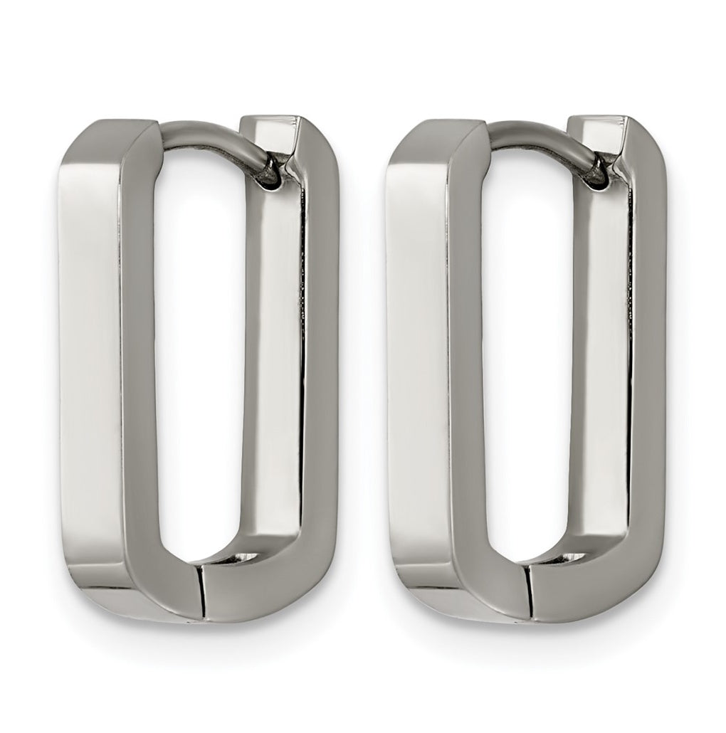 Titanium Polished Rectangle Endless Hinged Hoop Earrings – Elegant Jewelry Gift for Birthday, Anniversary, Engagement, Wedding