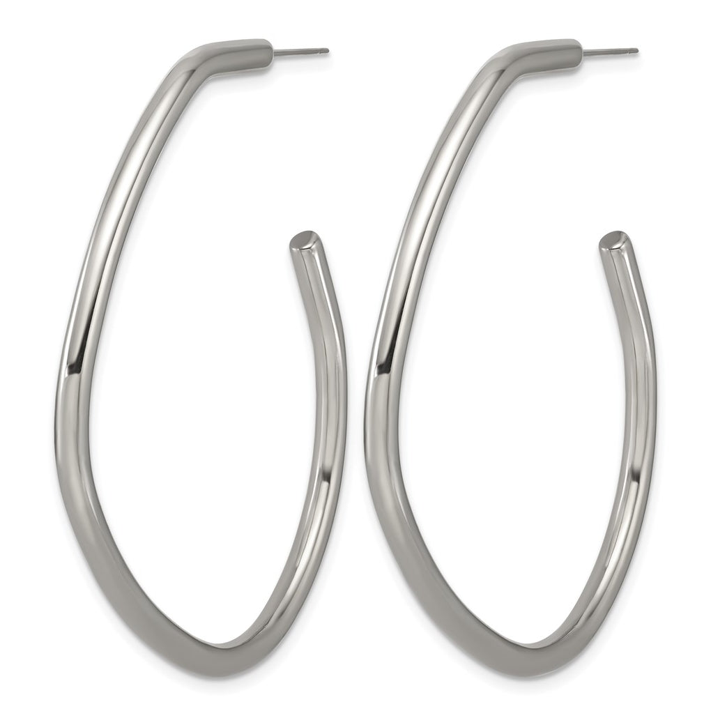 Titanium Polished Oblong J-Hoop Post Earrings – Elegant Jewelry Gift for Birthday, Anniversary, Engagement, Wedding