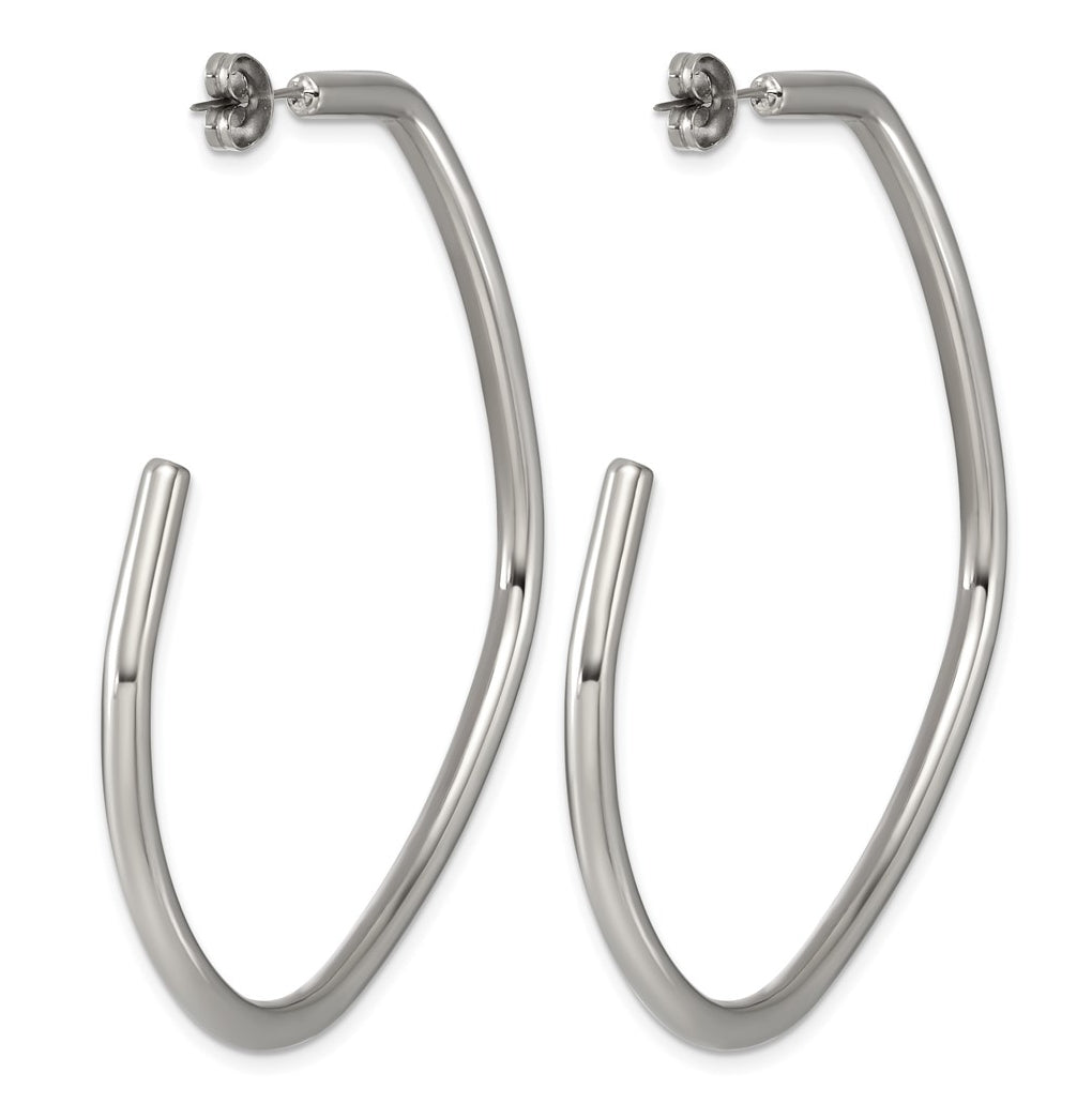 Titanium Polished Oblong J-Hoop Post Earrings – Elegant Jewelry Gift for Birthday, Anniversary, Engagement, Wedding