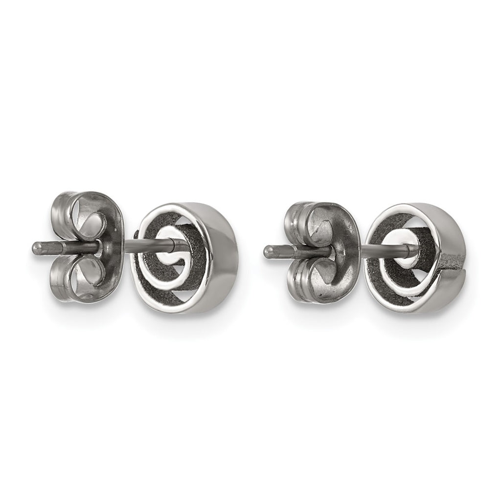 Titanium Polished Cubic Zirconia Center Spiral Post Earrings – Elegant Jewelry Gift for Birthday, Anniversary, Engagement, Wedding