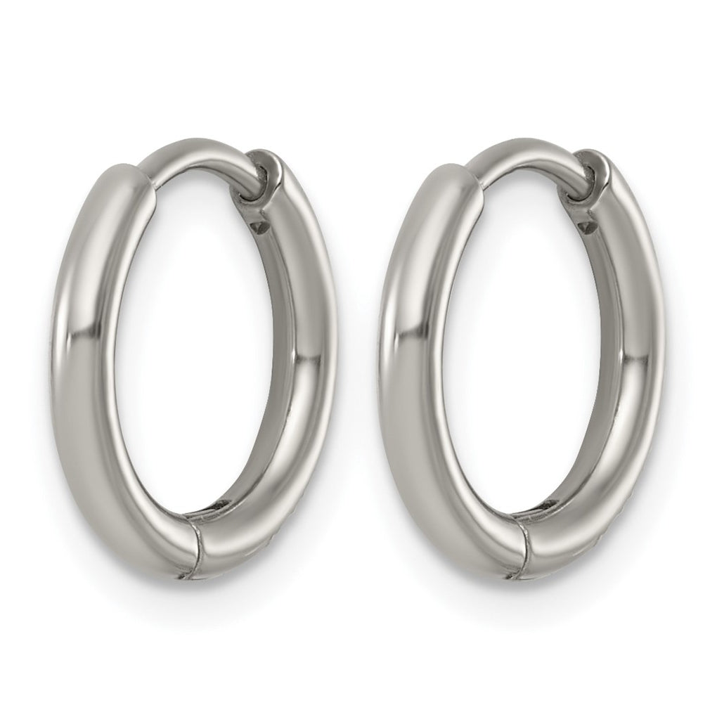 Titanium Polished Cubic Zirconia Hinged 11.4 mm x 11.8 mm Hoop Earrings – Elegant Jewelry Gift for Birthday, Anniversary, Engagement, Wedding