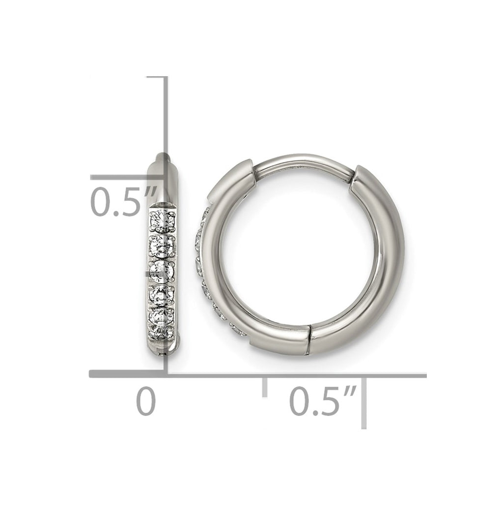 Titanium Polished Cubic Zirconia Hinged 11.4 mm x 11.8 mm Hoop Earrings – Elegant Jewelry Gift for Birthday, Anniversary, Engagement, Wedding
