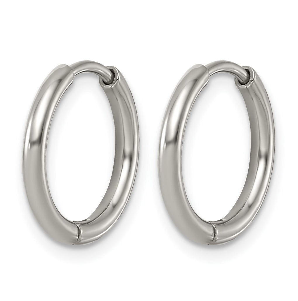 Titanium Polished Cubic Zirconia Hinged 11.4 mm x 11.8 mm Hoop Earrings – Elegant Jewelry Gift for Birthday, Anniversary, Engagement, Wedding