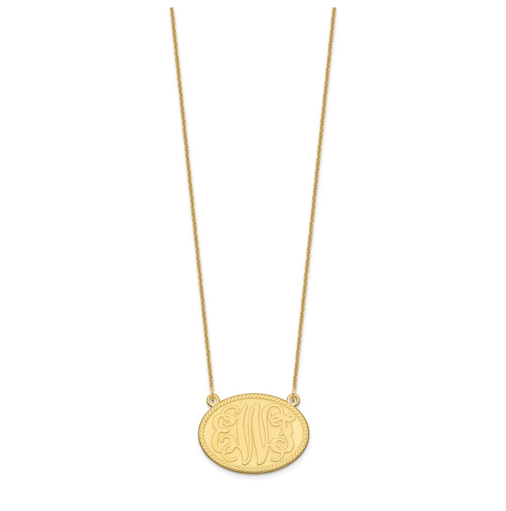 14k Yellow Gold Brushed Monogram Necklace – Elegant Jewelry Gift for Birthday, Anniversary, Engagement, Wedding