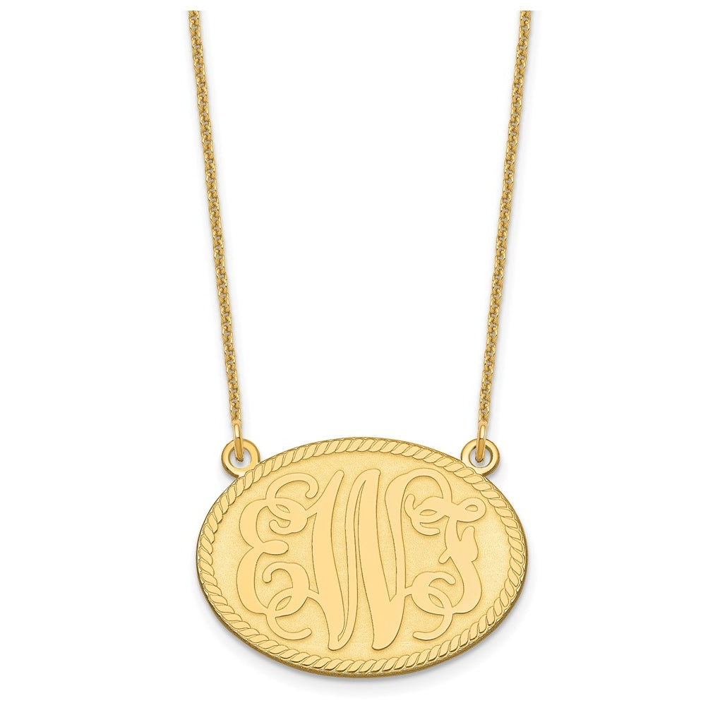 14k Yellow Gold Brushed Monogram Necklace – Elegant Jewelry Gift for Birthday, Anniversary, Engagement, Wedding