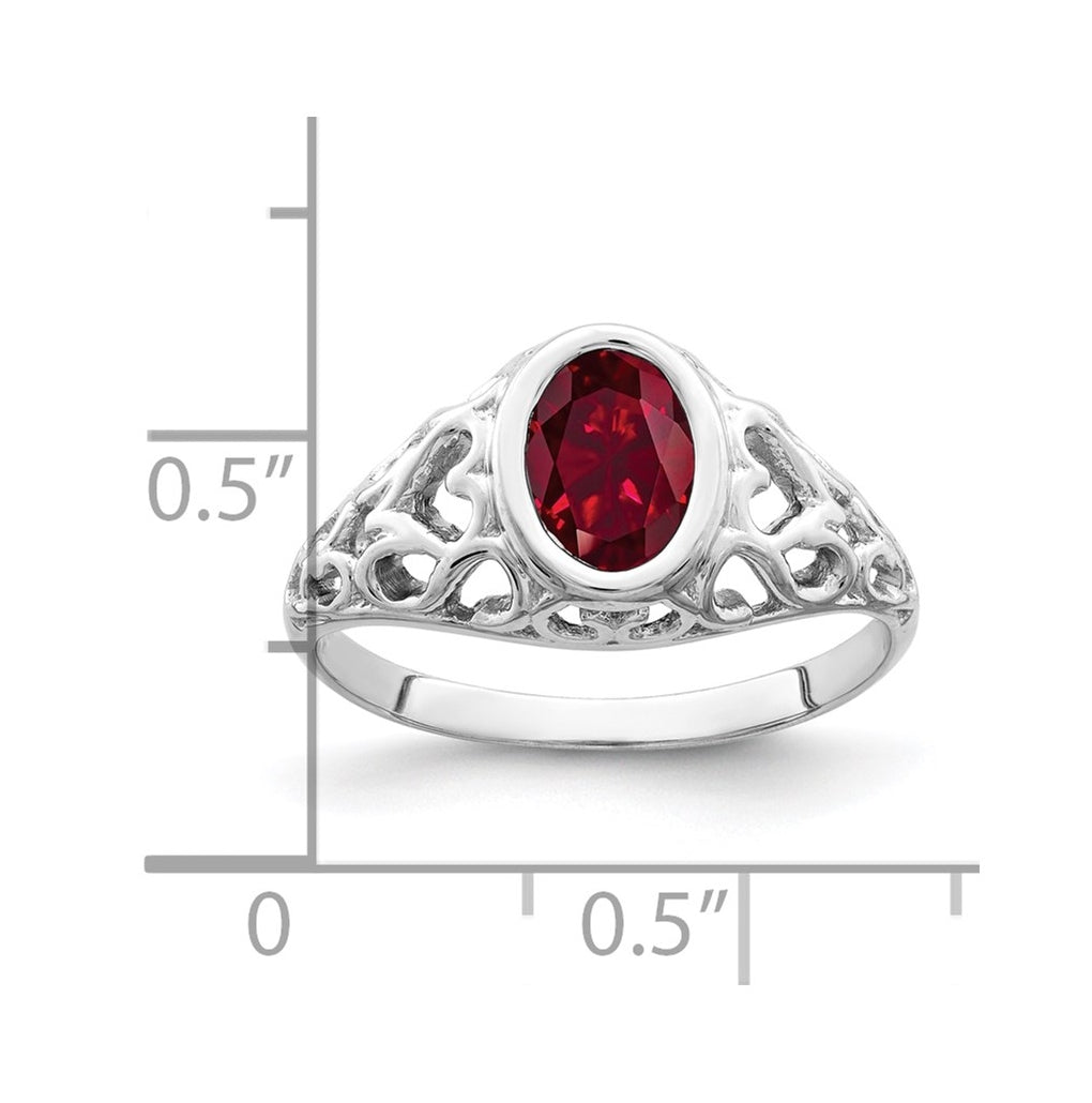 14k White Gold 7x5mm Oval Created Ruby ring Size 4 – Elegant Jewelry Gift for Birthday, Anniversary, Engagement, Wedding
