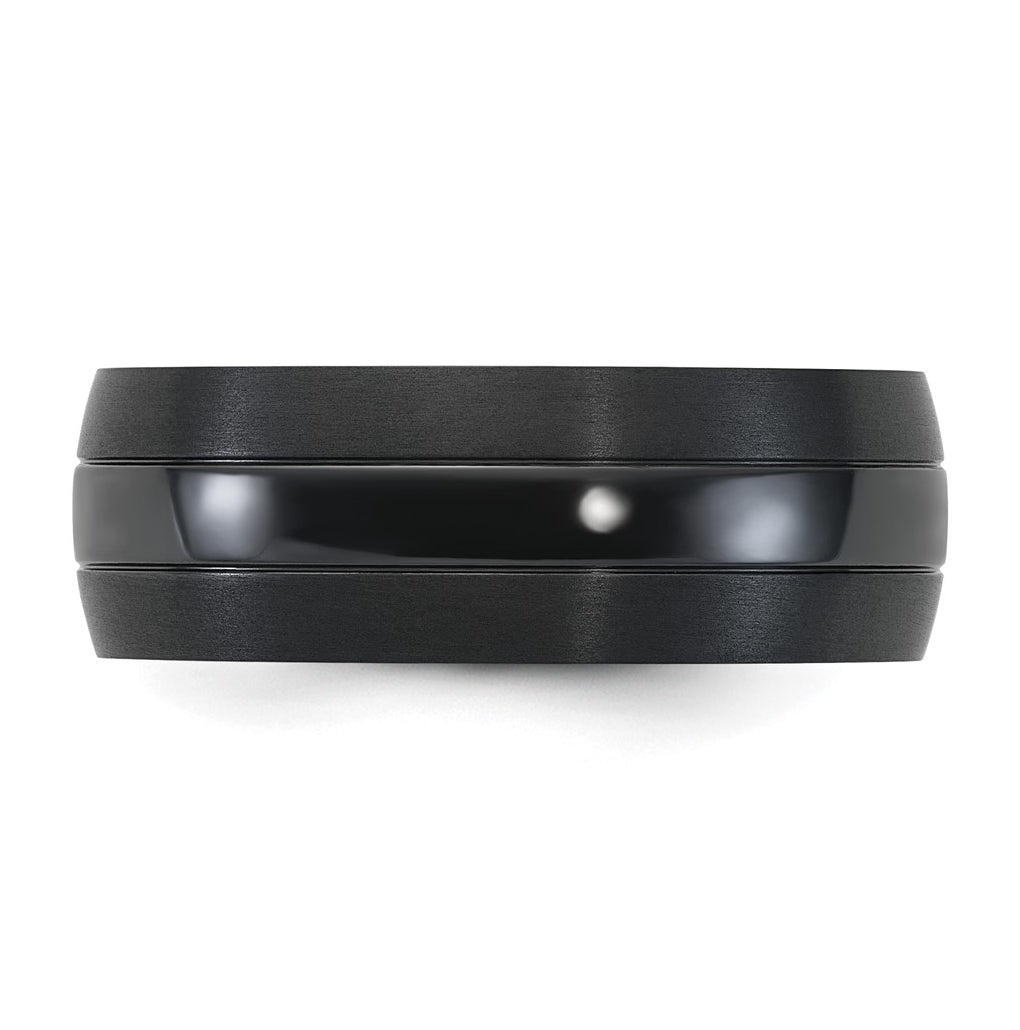 Black Zirconium Brushed With Polished Center 8mm Ring Size 10 – Elegant Jewelry Gift for Birthday, Anniversary, Engagement, Wedding