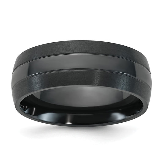 Black Zirconium Brushed With Polished Center 8mm Ring Size 10 – Elegant Jewelry Gift for Birthday, Anniversary, Engagement, Wedding