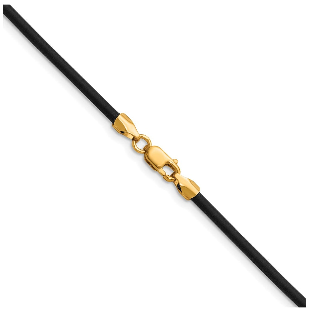 Gold Filled 18inch 2mm Black Rubber Cord Necklace