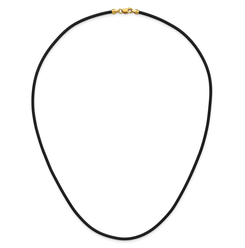 Gold Filled 18inch 2mm Black Rubber Cord Necklace