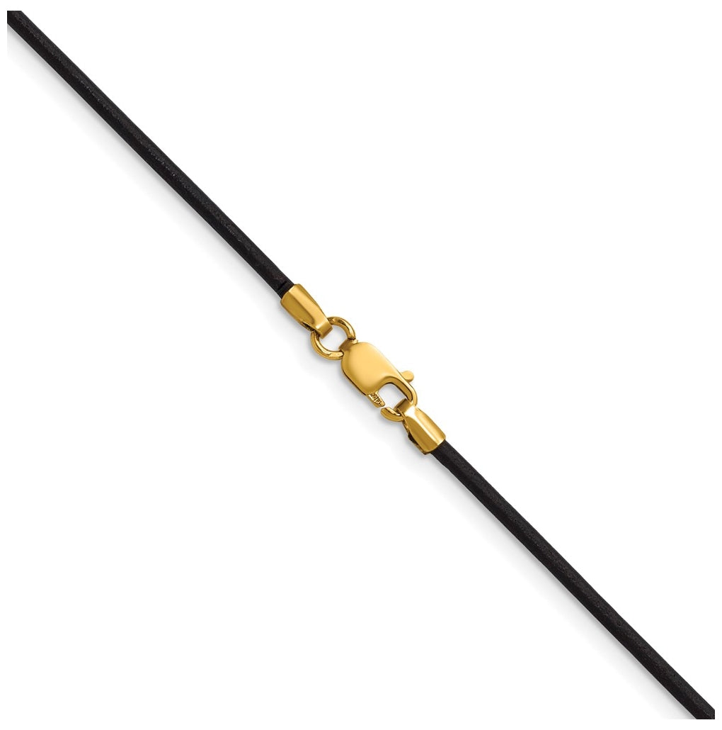 Gold Filled 18in 1.5mm Black Greek Leather Cord Necklace