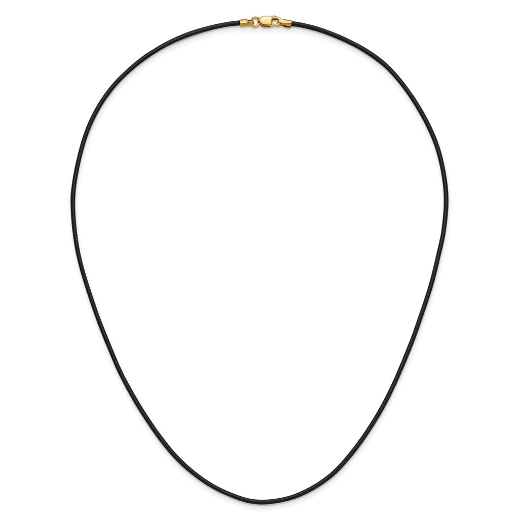 Gold Filled 18in 1.5mm Black Greek Leather Cord Necklace