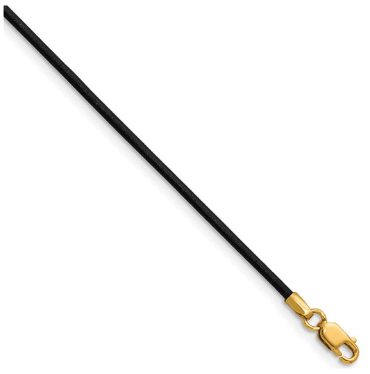 Gold Filled 18in 1.5mm Black Greek Leather Cord Necklace