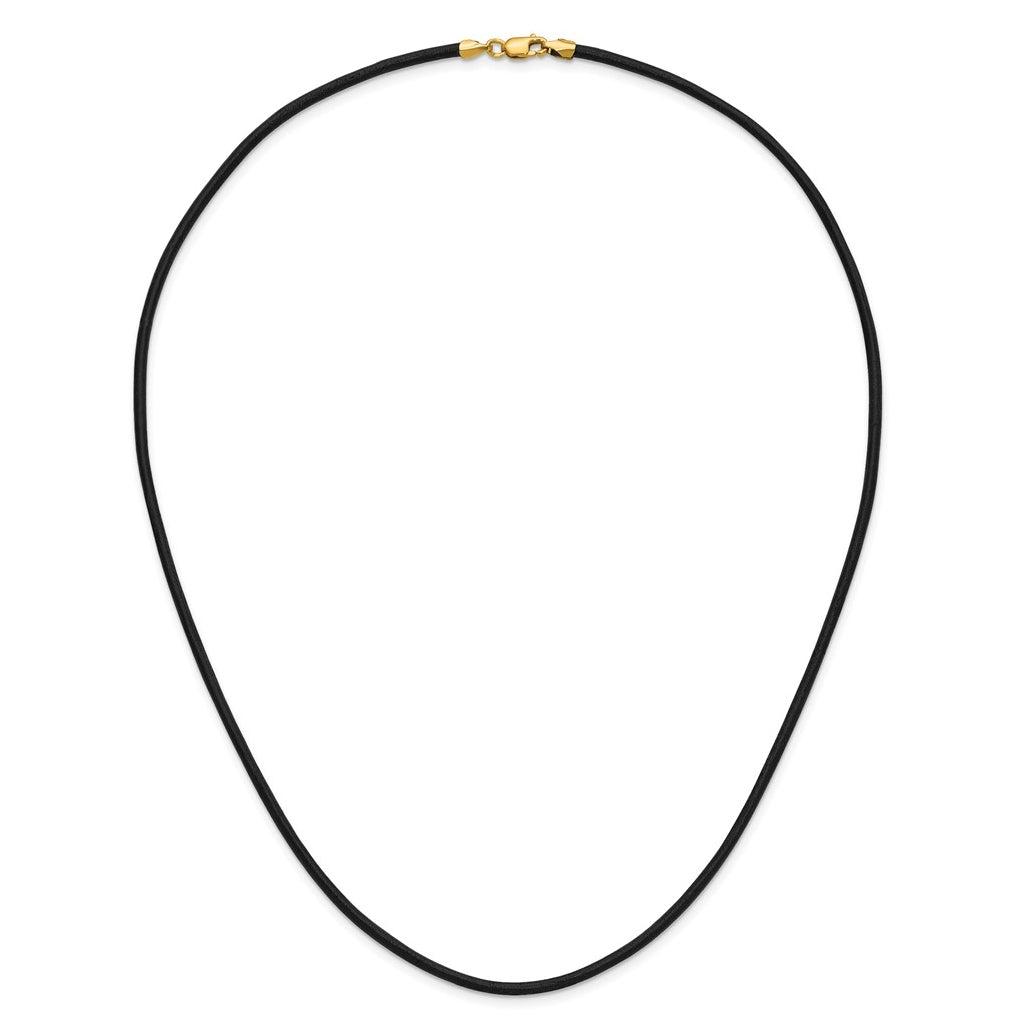 Gold Filled 18inch 2.0mm Black Leather Cord Necklace