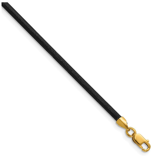 Gold Filled 18inch 2.0mm Black Leather Cord Necklace