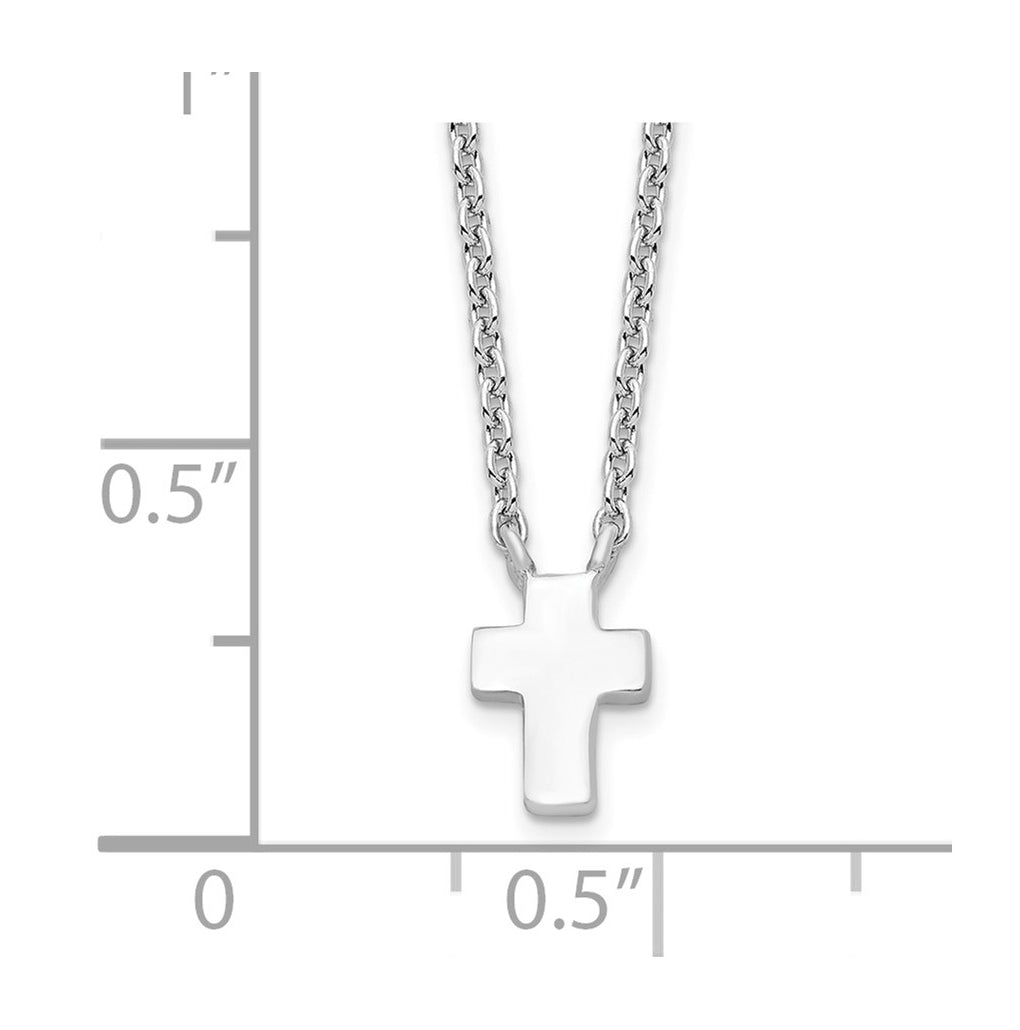 Sterling Silver Rhodium-plated w/2in ext. Polished Cross Necklace – Elegant Jewelry Gift for Birthday, Anniversary, Engagement, Wedding