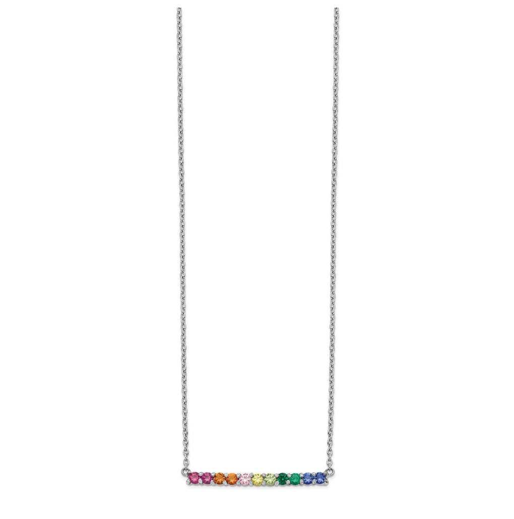 Sterling Silver Rhodium-plated Colorful Cubic Zirconia Bar Necklace – Elegant Jewelry Gift for Birthday, Anniversary, Engagement, Wedding