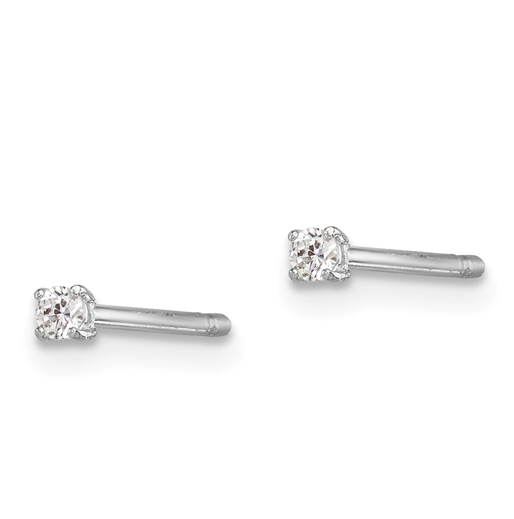Sterling Silver Madi K Rhodium-plated 2mm Round Cubic Zirconia Children's Stud Earrings